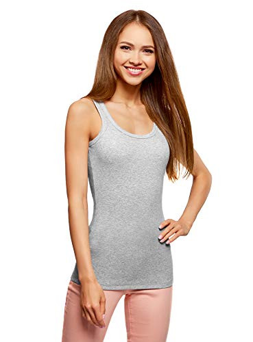 oodji Ultra Womens Basic Ribbed Tank Top Grey US 6  EU 40  M
