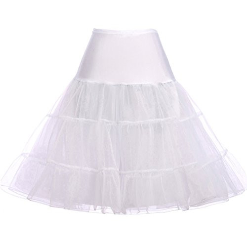 GRACE KARIN Womens 50s Petticoat Vintage Crinoline Tutu Underskirts White