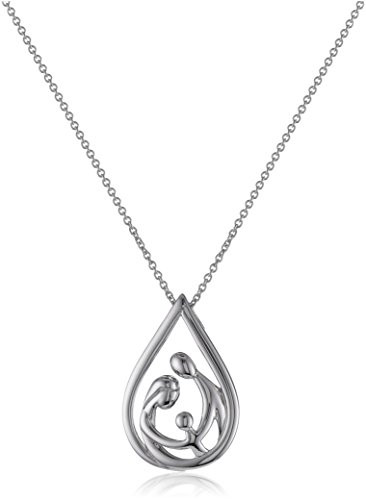 Jewelili Sterling Silver Family Drop Pendant Necklace 18 Inches