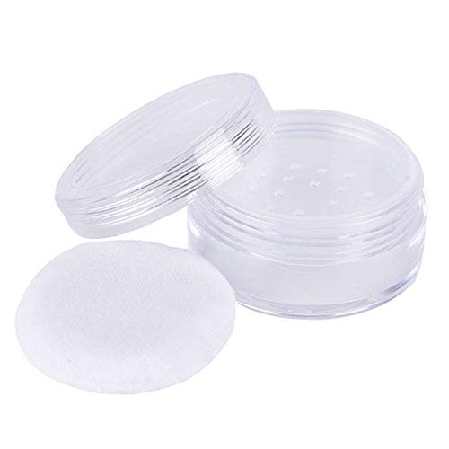 2 Pcs 50g Empty Loose Powder Case Transparent Face Powder Box Refillable Makeup Cosmetic Powder Container with Powder Puff Sifter and Lid
