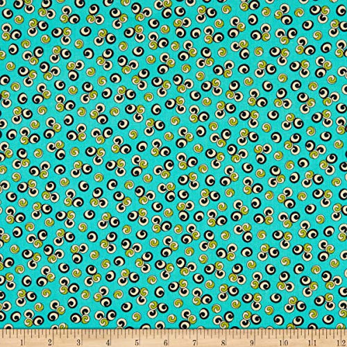 QT Fabrics Digital Sashay Circle Geo Turquoise Fabric by the Yard