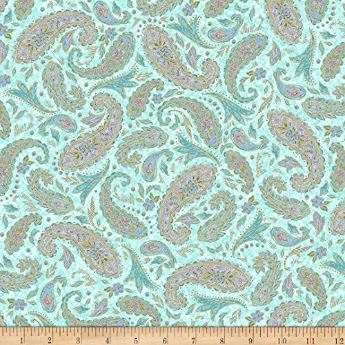 QT Fabrics Versailles Paisley Seafoam Fabric by the Yard