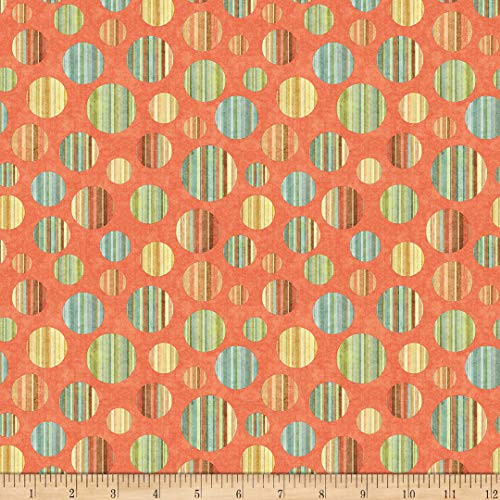 QT Fabrics Digital Toyland Circles Orange Fabric by the Yard