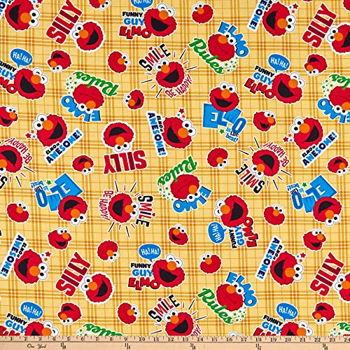 EXCLUSIVE Sesame Street Happy Elmo Yellow Fabric by the Yard