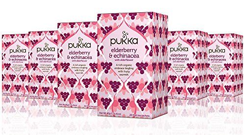 Pukka Elderberry  Echinacea Organic Herbal Fruit Tea 6 Pack 120 Tea Bags