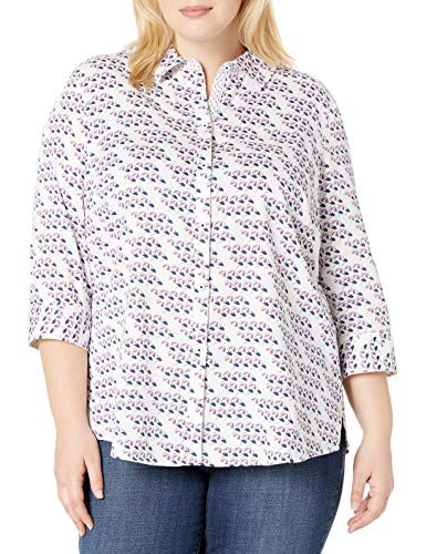 Foxcroft Womens Plus Size Ava Wrinkle Free Seaport Umbrella Multi 16W