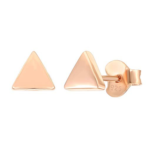 PAVOI 14K Gold Plated 925 Sterling Silver Earrings  Tiny Triangle Stud Earrings  Rose Gold Stud Earrings for Women