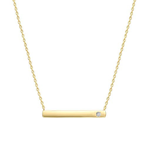 PAVOI 14K Gold Plated Swarovski Crystal Birthstone Bar Necklace  Dainty Necklace  Gold Necklaces for Women  April