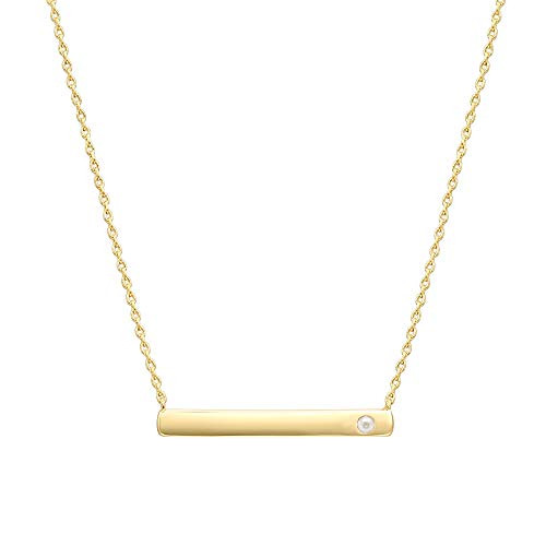 PAVOI 14K Gold Plated Swarovski Crystal Birthstone Bar Necklace Dainty Necklace Gold Necklaces for Women June Pearl PAVOI 14K Gold Plated Swarovski Crystal Birthstone Bar Necklace Dainty Necklace Gold Necklaces for Women June Pearl