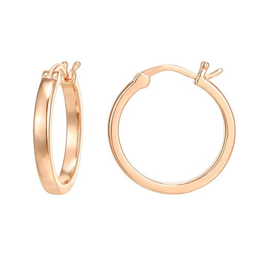 PAVOI 14K Rose Gold Plated 925 Sterling Silver Post Lightweight Hoops Rose Gold Hoop Earrings for Women PAVOI 14K Rose Gold Plated 925 Sterling Silver Post Lightweight Hoops Rose Gold Hoop Earrings for Women