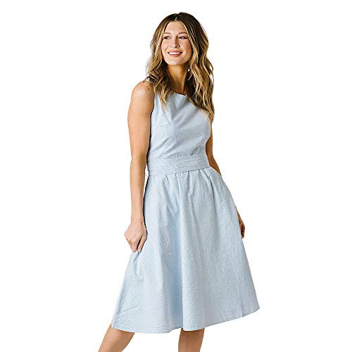 Hope  Henry Womens Blue and White Striped Seersucker Dress