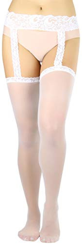 ToBeInStyle Womens Lunar Sheer Thigh High Pantyhose  White OS