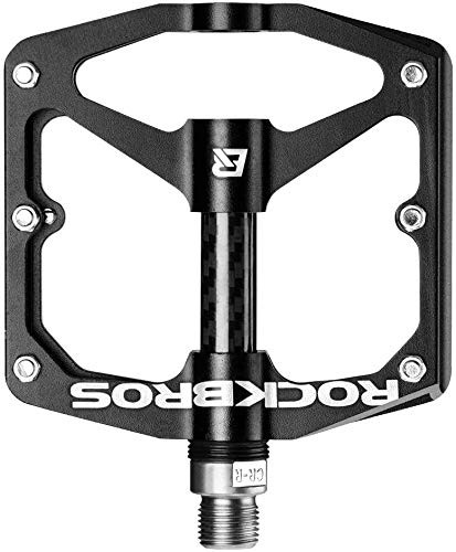 ROCKBROS Mountain Bike Pedals Flat Bicycle Pedals 916 Lightweight Road Bike Pedals Carbon Fiber Sealed Bearing Flat Pedals for MTB Black
