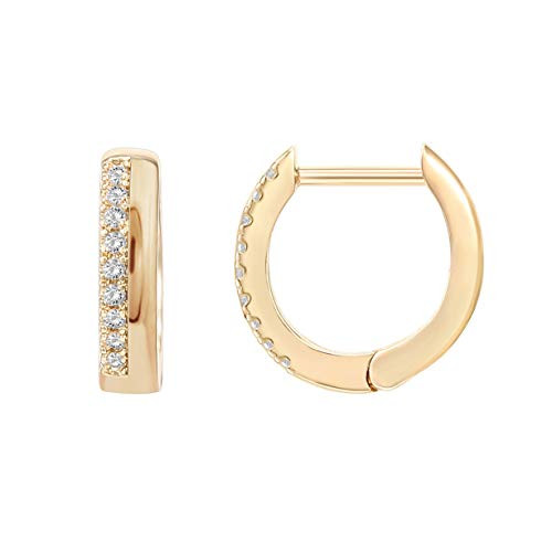 PAVOI 14K Gold Plated Sterling Silver Post Cubic Zirconia Huggie Earrings Small Round Huggie Stud Fashion Hoop Earrings for Women in Yellow Gold Plating PAVOI 14K Gold Plated Sterling Silver Post Cubic Zirconia Huggie Earrings Small Round Huggie Stud Fashion Hoop Earrings for Women in Yellow Gold Plating