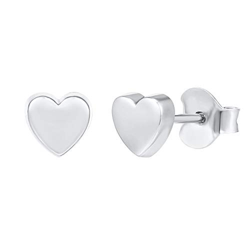 PAVOI 14K White Gold Plated 925 Sterling Silver Earrings  Tiny Heart Stud Earrings  Gold Stud Earrings for Women