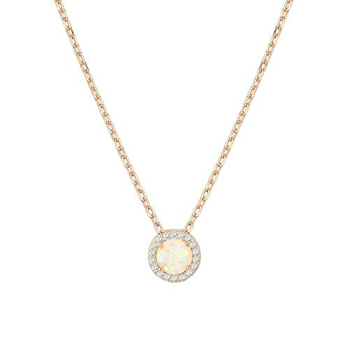 PAVOI 14K Gold Plated Created Opal Pendant Cubic Zirconia Halo Necklace  Yellow Gold Necklaces for Women PAVOI 14K Gold Plated Created Opal Pendant Cubic Zirconia Halo Necklace  Yellow Gold Necklaces for Women