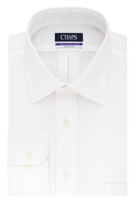 Chaps Mens Dress Shirts Regular Fit Stretch Spread Collar Solid White 175 Neck 3233 Sleeve XLarge