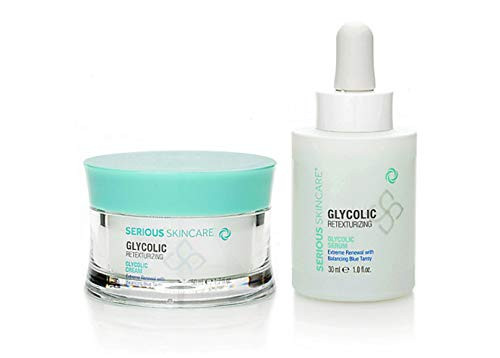 Serious Skincare Glycolic Retexturizing Facial Cream  Serum DUO with Blue Tansy