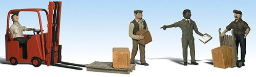 Woodland Scenics HO Scale Scenic Accents Figures/People Set Workers/Forklift (4)