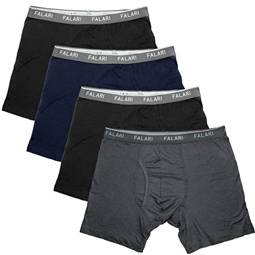Falari Mens 4Pack Bamboo Rayon Ultra Soft Lightweight Breathable Briefs or Boxer Briefs Underwear