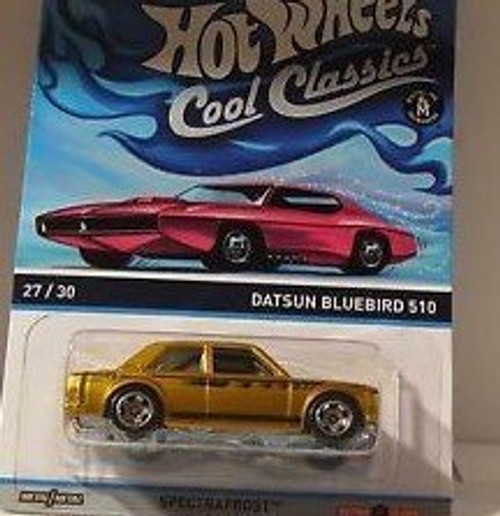 Mattel HOT Wheels Cool Classics Gold Datsun Bluebird 510 with Picture of Pink CAR ON Package Mattel HOT Wheels Cool Classics Gold Datsun Bluebird 510 with Picture of Pink CAR ON Package