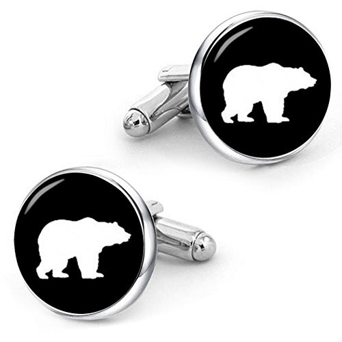 Kooer Bear Cufflinks Personalized Wedding Cuff Links Jewelry Gift for Men Silver Plated Cufflinks