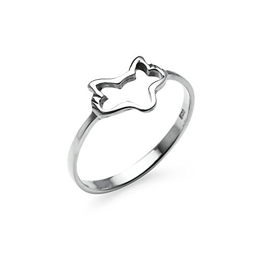 925 Sterling Silver Fox Head Charm Ring  Forest Animal Friendship Band Jewelry  Size 8