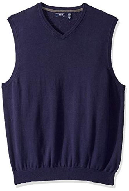 IZOD Mens Big  Tall Big Premium Essentials Solid VNeck 12 Gauge Sweater Vest Peacoat 3XLarge Tall