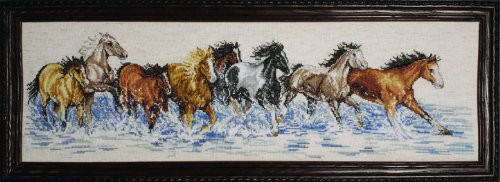 Design Works Crafts 2499 Splashdown Horses Counted Cross Stitch Kit, 8" x 22", Various