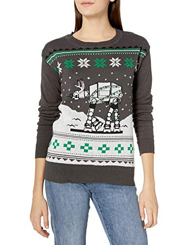 Star Wars Womens Ugly Christmas Sweater ATATGrey Large