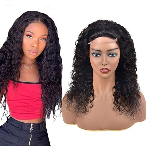 Cute Fairy Water Wave Lace Closure Human Hair Wig Wet and Wavy 4x4 Lace Front Wig 10 inch Brazilian Curly Human Hair Closure Wig for Black Women 150 Density