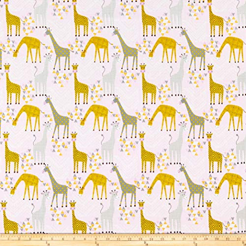 Windham Fabrics Whistler Studios Stand Tall Baby Giraffes Pink Fabric by the Yard