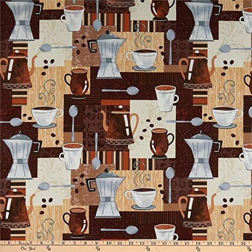 Windham Fabrics Whistler Studios Dark Roast Coffee Time Mocha Fabric Fabric by the Yard