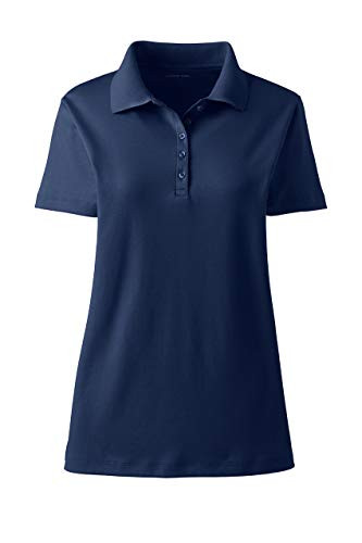 Lands End Womens Short Sleeve Supima Polo Deep Sea Navy Plus 3X
