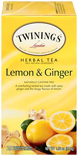 Twinings of London Lemon  Ginger Herbal Tea Bags 25 Count Pack of 6