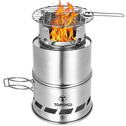 TOMSHOO Camping Stove Camp Wood Stove Portable Foldable Stainless Steel Burning Backpacking Stove for Outdoor Hiking Picnic BBQUpgraded Version L TOMSHOO Camping Stove Camp Wood Stove Portable Foldable Stainless Steel Burning Backpacking Stove for Outdoor Hiking Picnic BBQUpgraded Version L