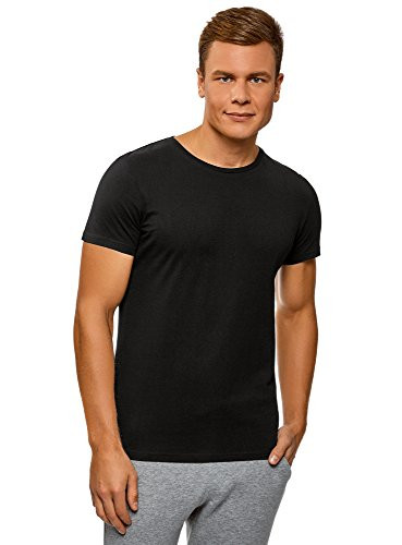 oodji Ultra Mens Basic TShirt Black US 40  EU 50  M