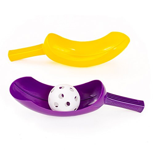 Cosom Hi-Li (Jai Alai) Game for Children, Scoop and Ball Toss Set, Outdoor Sports Gifts for Kids, Plastic Lacrosse Activities, Improve Hand Eye Coordination, Gift Set of (2) scoops and (1) balls