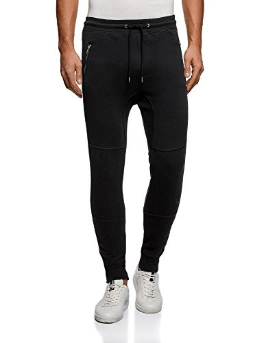 oodji Ultra Mens Jersey Trousers with Drawstrings Black US 32  M
