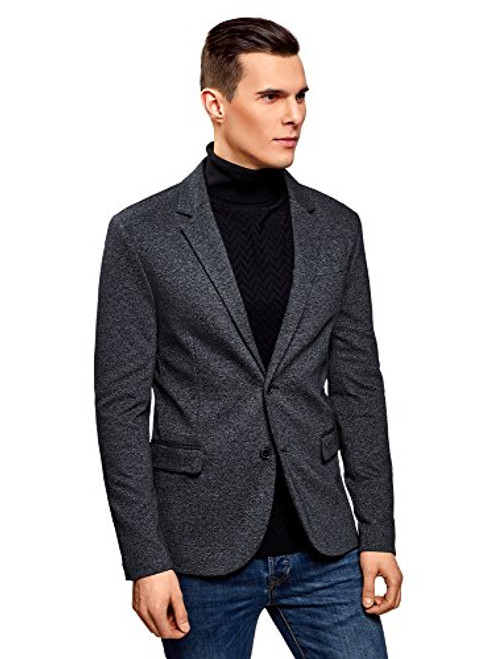 oodji Ultra Mens SlimFit Jersey Blazer Blue US 40  EU 50  M
