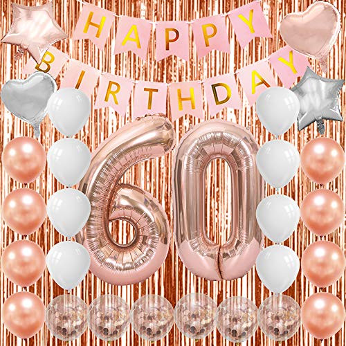 NORTHERN BROTHERS 60th Birthday Decorations for Women 60th Birthday Party Decorations 60 Balloon Banner 60th Birthday Decoration Balloons for Her