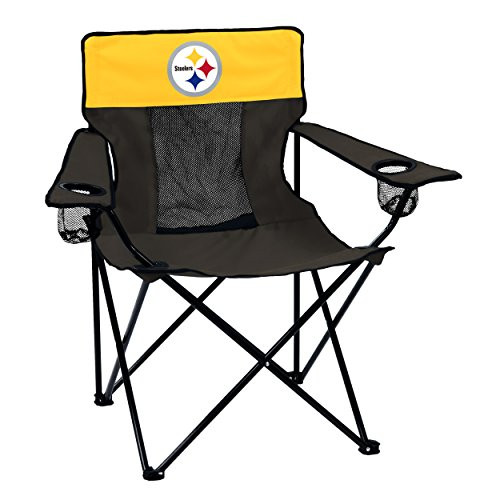 Logo Brands NFL Pittsburgh Steelers Folding Elite Chair with Mesh Back and Carry Bag  Charcoal One Size