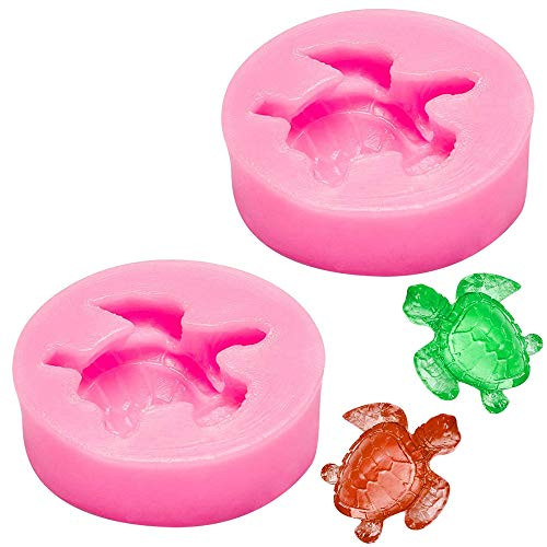 FOGAWA 2 Pieces Sea Turtle Silicone Mold Turtle Candy Fondant Molds Chocolate Turtle Molds for Desserts DIY Baking Cake Muffin Bread Decoration Tools Pink