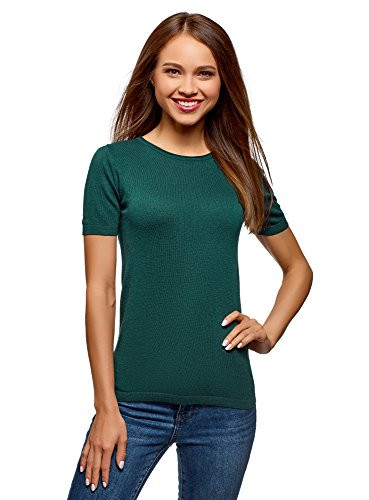 oodji Ultra Womens Short Sleeve Knitted Pullover Green US 4  EU 38  S