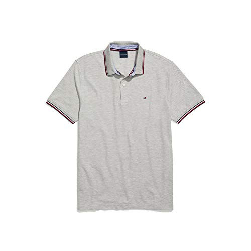 Tommy Hilfiger Mens Adaptive Polo Shirt with Wicking and Magnetic Buttons Custom Fit B10 Grey Heather XL