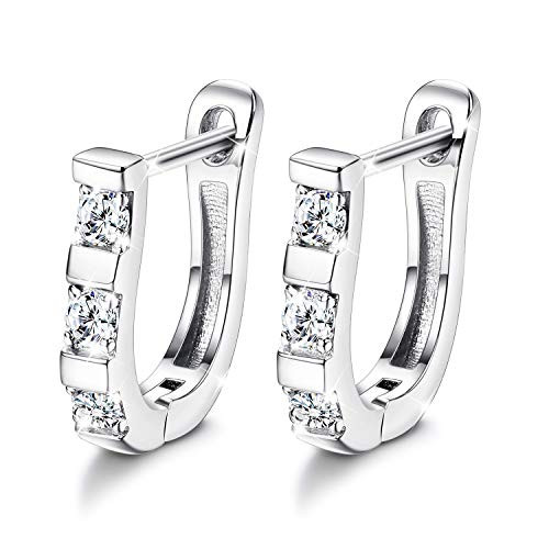 Sllaiss Sets With Swarovski Zirconia Hoop Earrings for Women 925 Sterling Silver Earrings for Sensitive Ears Huggie