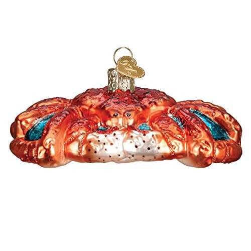 Old World Christmas Glass Blown Ornament with S-Hook and Gift Box, Ocean Collection (King Crab)