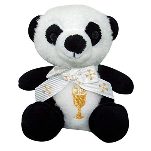 Needzo First Communion Panda Bear Plush Keepsake Catholic Gift for Kids 5 Inches