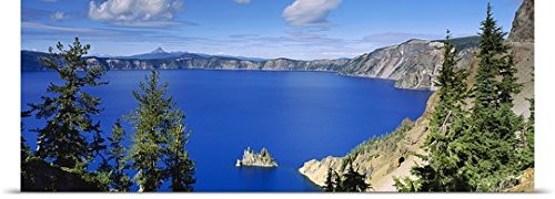 GREATBIGCANVAS Entitled High Angle View of a Lake Surrounded by Mountains Crater Lake National Park Crater Lake Oregon Poster Print 36 x 12 Multicolor