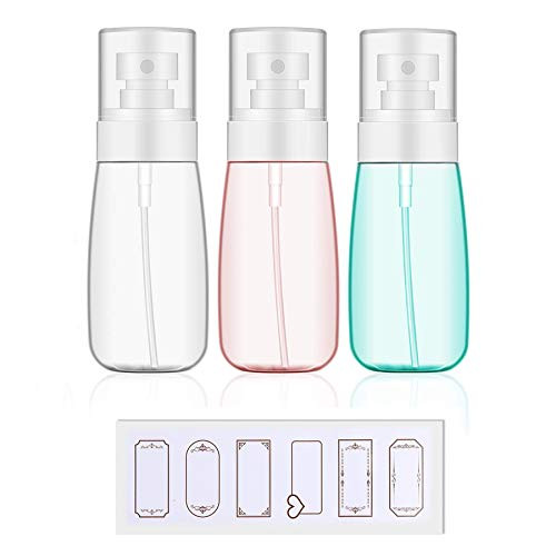 3Pcs Ultrafine Spray Bottle Travel Kit Empty Hair Fine Mist Spray Bottles Clear Refillable Travel Containers for Cosmetic Skincare Perfume 2oz60ml